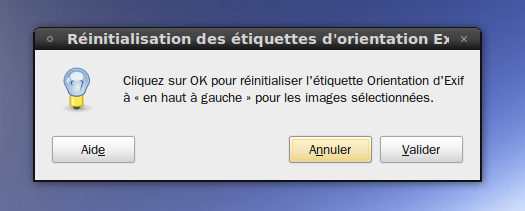 Screenshot boite de confirmation de gThumb 2.10.11